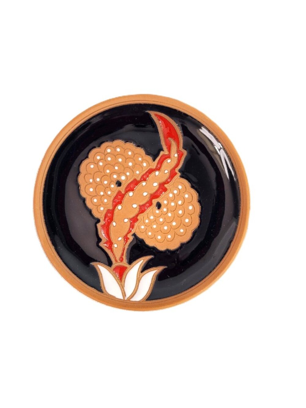 Vintage Giannis Rhodes Original Greek Pottery Plate Hand Painted Terracotta 4.5"
